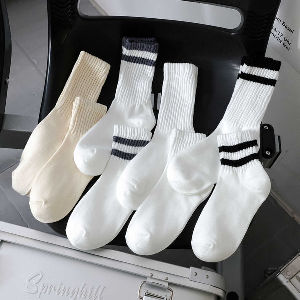 

socks tide ins street stacked boat socks stripe simple medium sleeve solid cotton sports couple sweater ring, Black