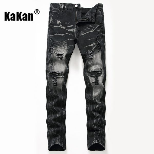 

mens jeans kakan european and american distressed for men high street washed old black long k36335 230808, Blue