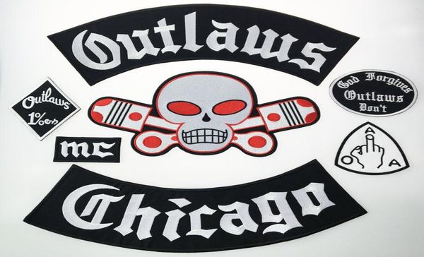 

outlaw chicago forgives embroidered iron on patches fashion big size for biker jacket full back custom patch9356052, Black