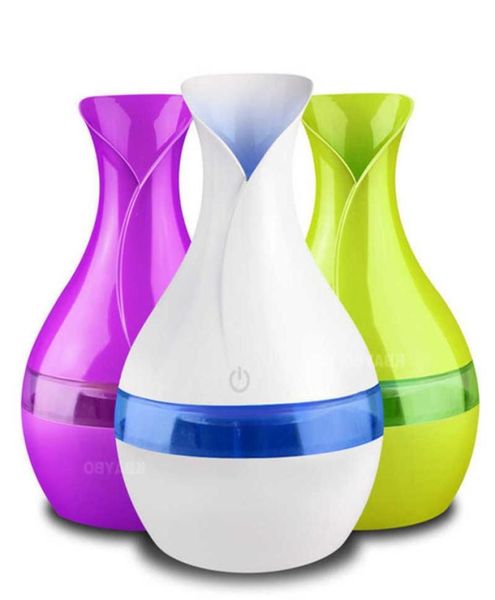

humidifiers 300ml usb aroma diffuser mini vase shape air humidifier ultrasonic atomizer aromatherapy essential oil 7 color led lig3306740