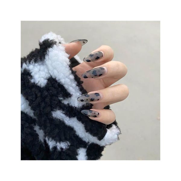 

false nails nails long sharp nail enhancement nail sheet finished matte leopard pattern wearing nail sheet european and american matte weari, Red;gold