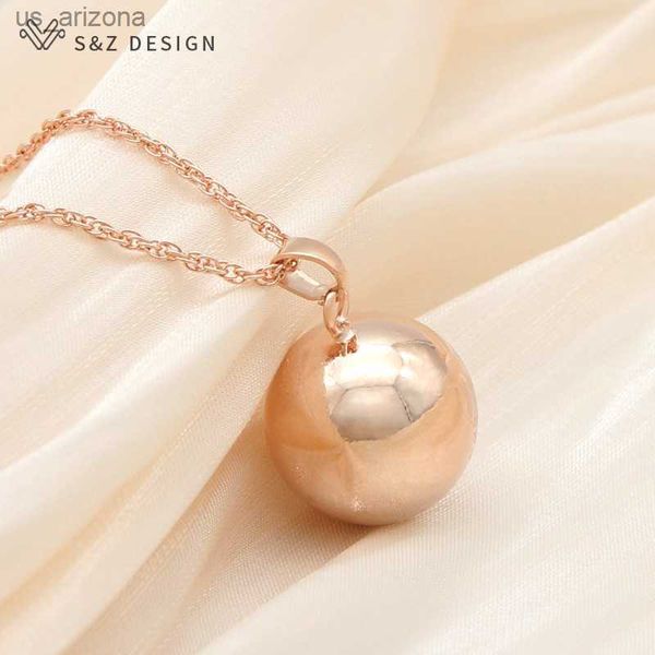 

s z design new fashion smooth round spherical pendant rose gold color necklace for women wedding party jewelry gift l230620, Silver