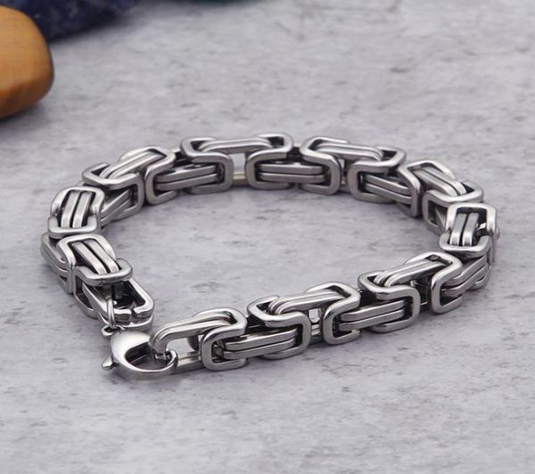 

5mm6mm 8mm stainless steel men039s jewelry emperor chain byzantine bracelet square style mens 826 inch link5501197, Black