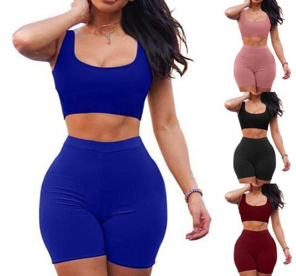 

2pcwomen yoga sport crop shorts outfits set dress crop skirt set sleeveless outfits gym fitness sportswear clothes summer7517911, White;red