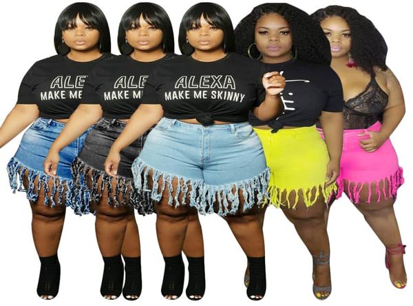 

l4xl plus size women clothing 2020 women jean shorts tassel slimming denim shorts womens casual straight womens jeans pants t12364558938, Blue