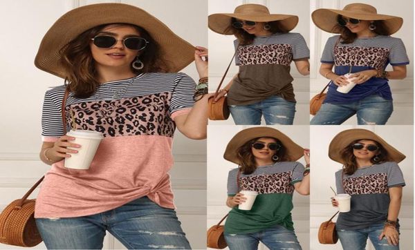 

fashion women casual short sleeve summer tshirt leopard stripes stitching t shirt tees femme ladies tshirt clothes soft2882490, White