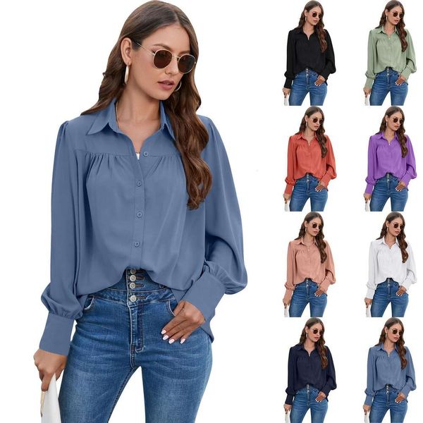 

womens chiffon shirt folded long sleeved blouse large female, White