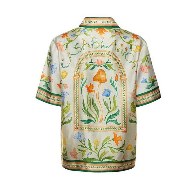 

casablanca 23ss button up shirt flower illustrated guide for men and women matching couples hawaiian men and women matching short sleeve shi, White;black