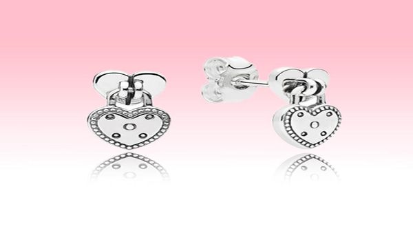 

love heart pendant stud earring women wedding jewelry for 925 sterling silver luxury designer earrings with original box set2480640, Golden;silver