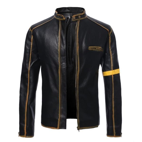 

men's jackets foreign trade men's clothing made of old motorcycle leather jacket youth standing collar punk 230809, Black;brown