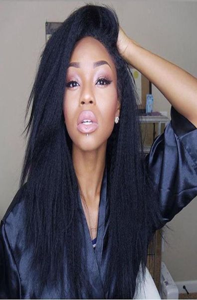

yaki straight full lace wig with baby hair glueless full lace human hair wigs brazilian remy wig pre plucked hailine1997363, Black;brown