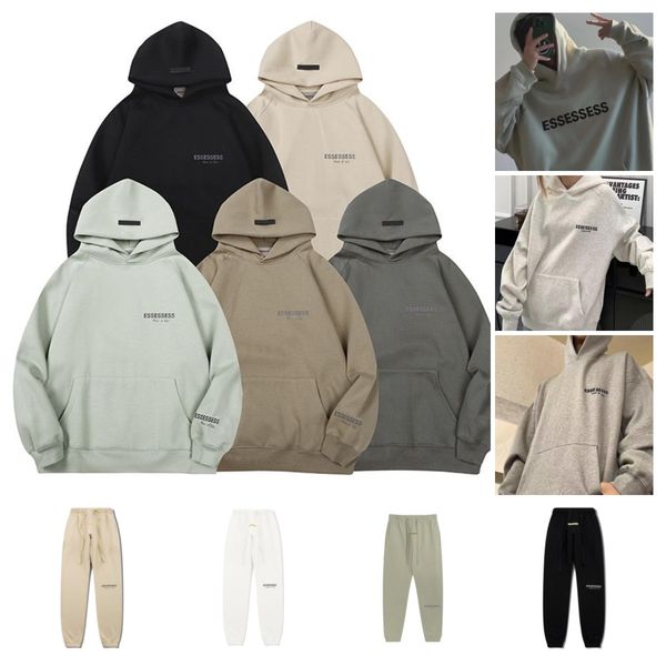 

designer essentail hoodie shirt shorts for women essentialhoodie mens hoodie silica gel suit pullover sweatshirts tracksuit pullover lovers, Black