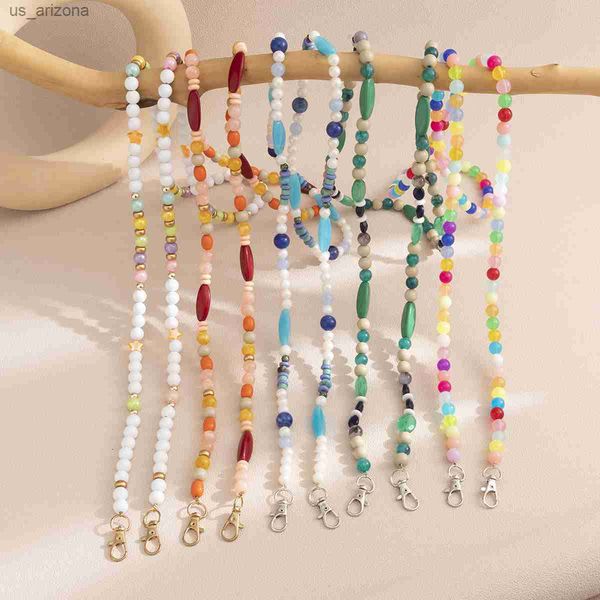 

bohemia acrylic beaded phone chain mobile long style slant hanging bag telephone accessory anti-loss cellphone lanyard strap l230620, Silver