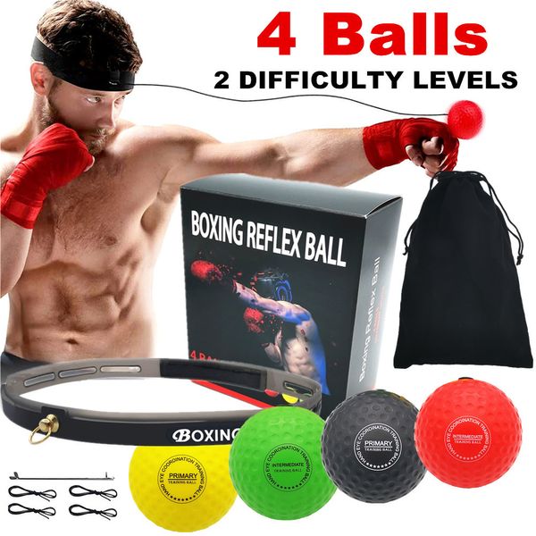 

punching balls 4 boxing reflex ball set 2 difficulty level with silicone headband for mma punching speed fight skill ball reaction agility 2