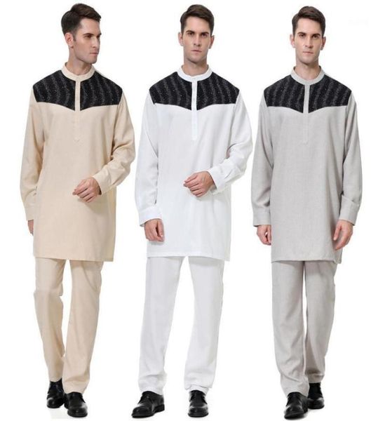 

ethnic clothing men039s formal chiffon muslim dress arab middle eastern round neck button long sleeve robe set size sxxxl18366018, Red