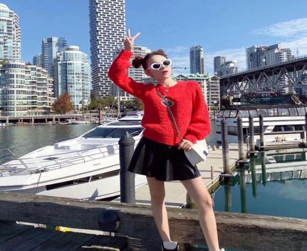 

women039s sweaters round neck lamb sweater spring and autumn lined monogrammed woolen knit4356518, White;black