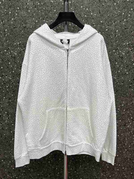 

women's hoodies & sweatshirts designer 2023 autumn/winter new paris b home starry sky full diamond zip hooded cardigan men's and h, Black