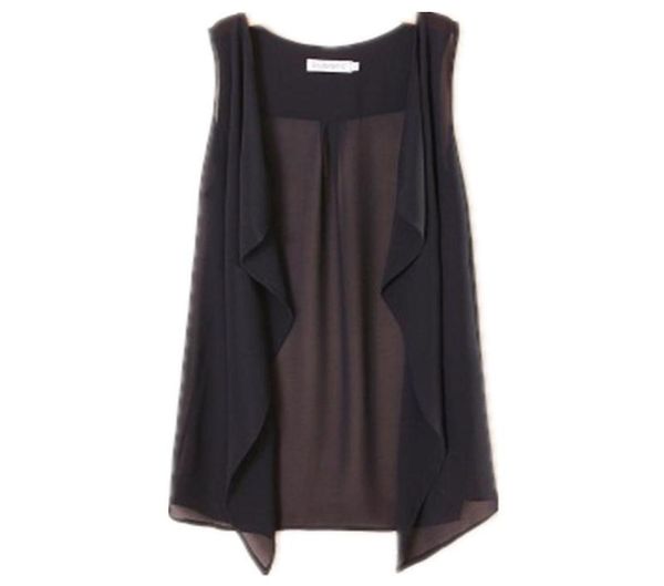 

spring summer large size m4xl chiffon waistcoat vests for women cardigan loose women039s vest wild medium long thin9128890, Black;white