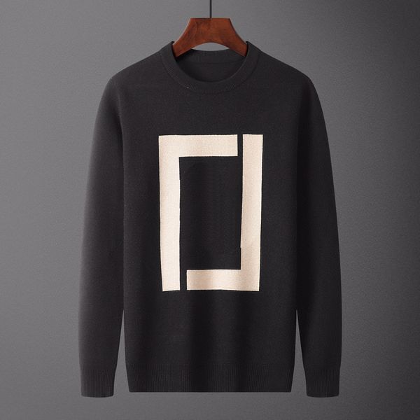 

new aop jacquard letter knitted sweater in autumn / winter 2022acquard knitting machine e custom jnlarged detail crew neck cotton 2er, Black;brown
