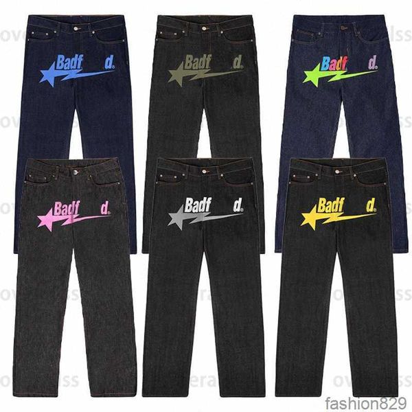 

designer mens y2k jeans badfriend baggy jeans hip hop letter printed black pants men women fashion casual rock wide foot baggy trouser stree, Blue