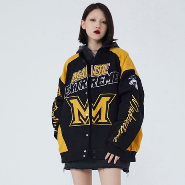 

womens jackets yiciya jacket bomber women yellow varsity outerwear vintage racing american oversize baseball jacket 230808, Black;brown