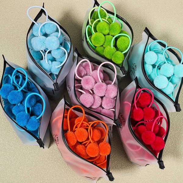 

5/10/15pcs girls double plush ball hair ropes set for kids solid color scrunchies elastic hair bands hair accessories, Slivery;white