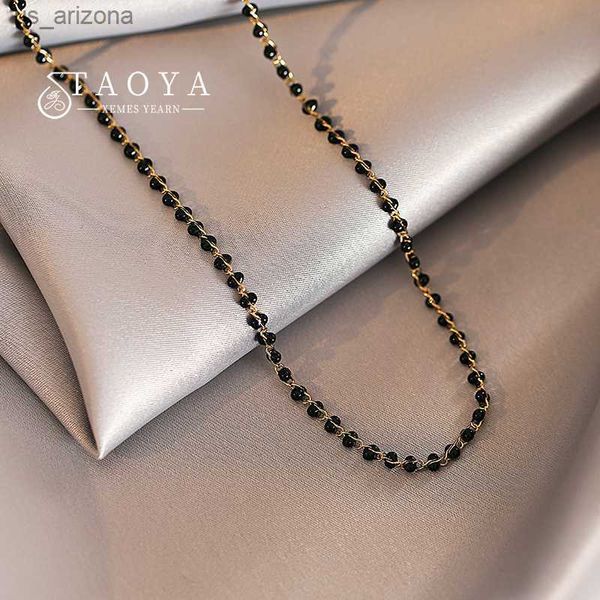 

simple design black grain stainless steel gold color chokers necklace fashionable accessories for womens 2022 new jewelry party l230620, Silver