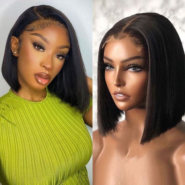 

Bob Wig Lace Front Human Hair Wigs 13x6 Hd Lace Frontal Wig 180 Density 13x4 Straight Transparent Lace Brazilian Wigs on Sale, Black
