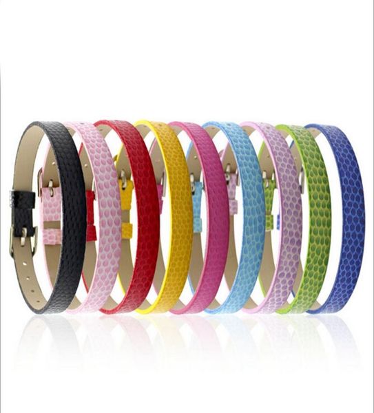 

10pcs 8mm*210mm pattern decorated pu leather bracelets diy accessories fit 8mm slide charms slide beads letters1466544, Golden;silver