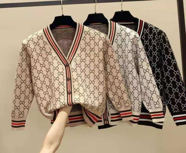 

fashion vneck longsleeved cotton knit sweaters women cardigan loose casual jacket sweater women039s clothing s3xl size5198003, White;black