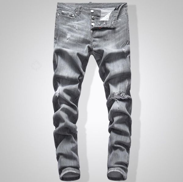 

grey jeans men slim fit denim solid color hip hop streetwear biker jeans men039s long pants9984765, Blue