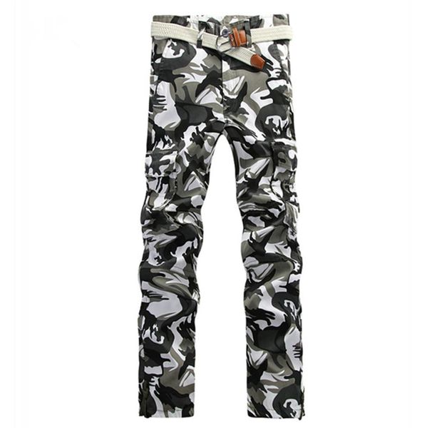 

men039s camouflage casual cargo pants camo multipockets loose pants straight trousers for men pantalones hombre7420789, Black
