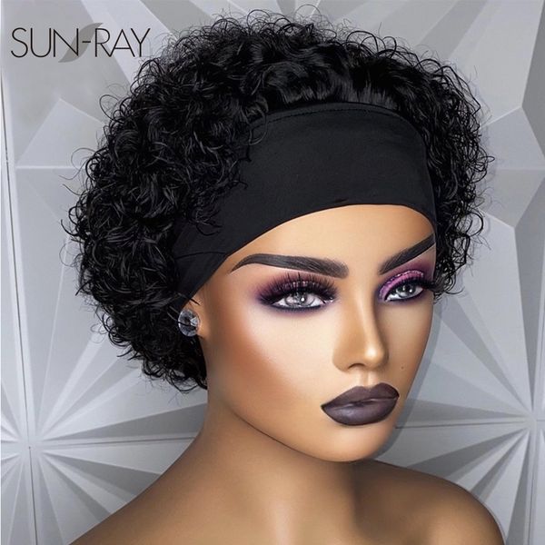 

synthetic wigs short curly pixie cut headband wig water wave remy brazilian human hair scarf wigs for black women glueless machine made wig