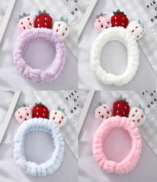 

cute strawberry design coral fleece headbands girls warm soft hair band headwear women wash face hairband hair accessories5971454