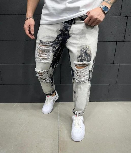 

men039s jeans premium boyfriend paint street style012344965346, Blue