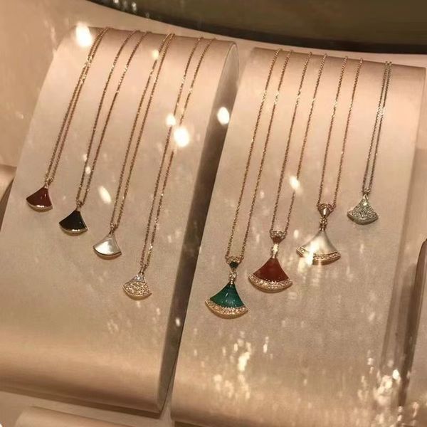 

fashion fan necklace pendant mother of pearl stainless steel plated 18k women's and girls' fashion jewelry cjeweller party gift, Golden;silver