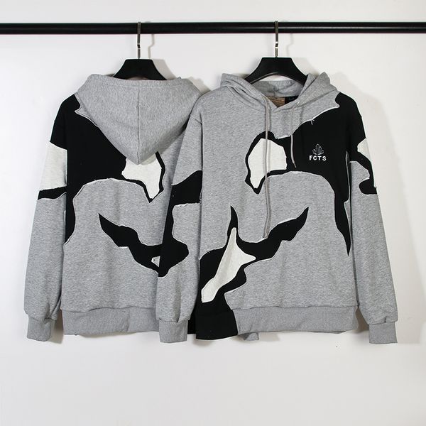 

mens hoodies sweatshirts irregular deconstruction patch design men women vintage cactus embroidery sweatshirt high street pullover 230808, Black