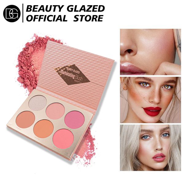 

blush 6 colors palette matte mineral powder bright shimmer face professional beauty cosmetic makeup 230809