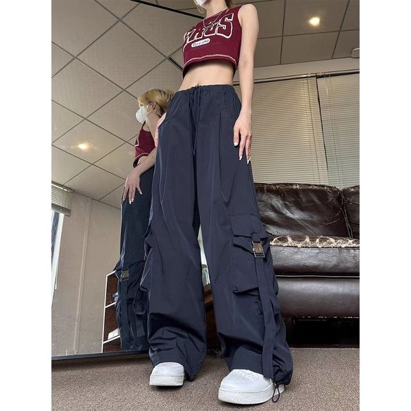 

women's pants s deeptown y2k style parachute baggy cargo woman hippie streetwear harajuku wide leg trousers for women kpop vintage kore, Black;white