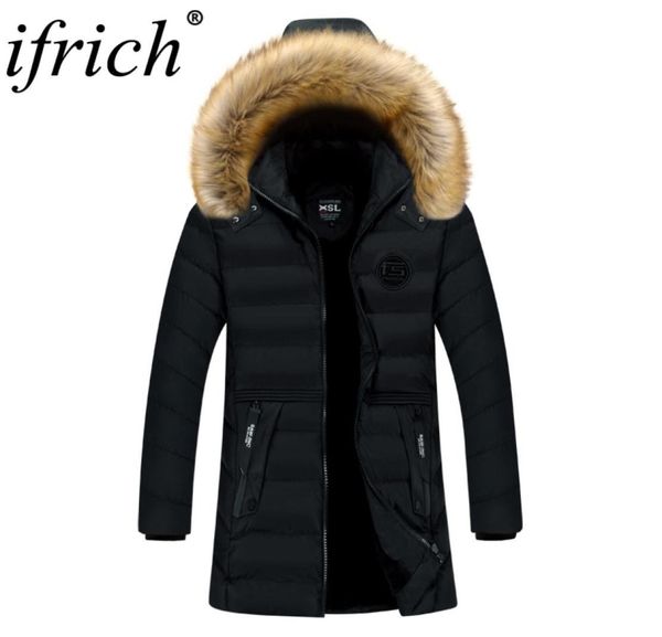 

jacket men winter padded parka men warm coat detachable raccoon fur men039s long parkas thick jackets overcoat ropa de hombre 23311517, Black
