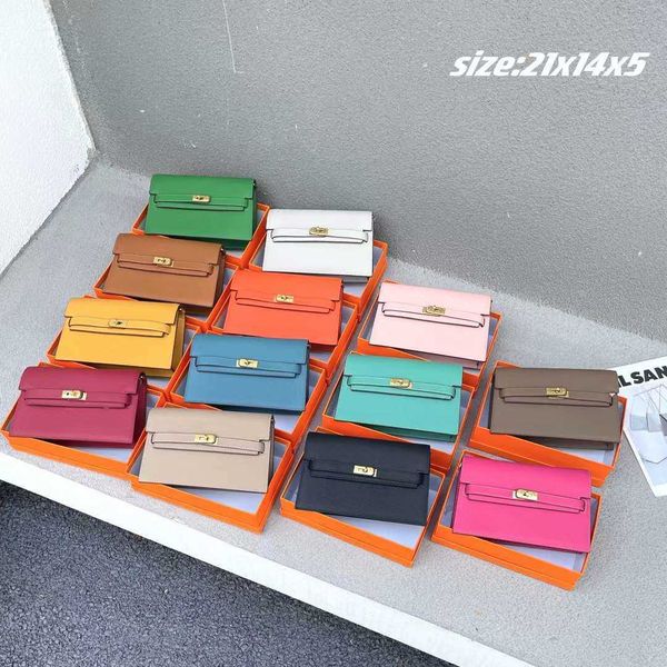 

new litchi bag gold buckle mid long diagonal single shoulder high grade leather lady dinner grab