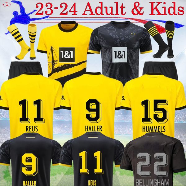 

23 24 reus special edition soccer jerseys fans version home away men kit 2023 hummels dortmund all black bellingham reyna brandt balr footba, Black;yellow