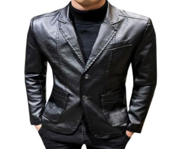 

men winter long leather suits handsome slim leather jacket business windproof warm men classic british coat boyfriend christmas gi8880940, White;black