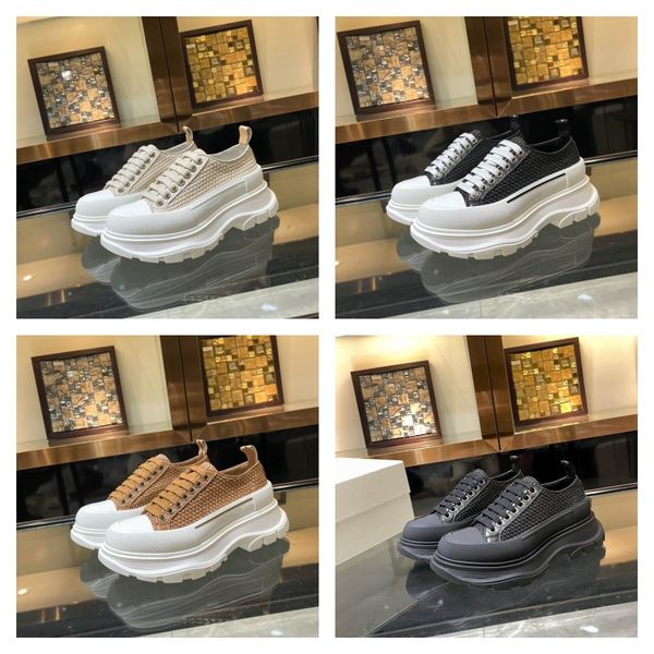 

alexander tread slick boot knit mesh shoes raffia woven low sneakers deck lace-up rubber soles platform trainers boots mc womens men chunky