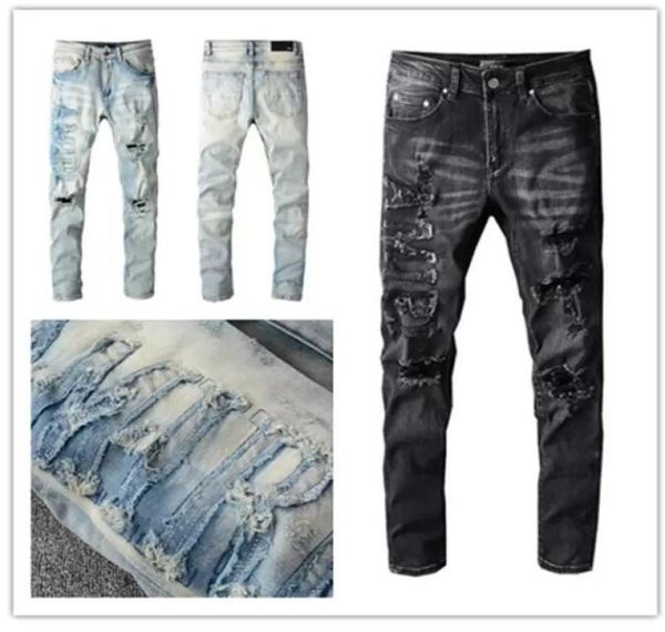 

luxurys designer mens jeans latest listing strips letter denim pants fashion ripped casual homme male hole trousers size w29405959784, Blue