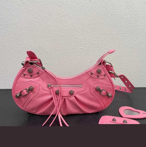 

new style luxury designer motorcycle bag leather women's mens tote classic hangbag half moon clutch le cagole crossbody fashion messeng