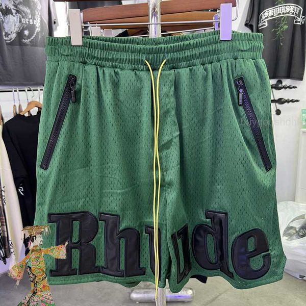 

rhude shorts summer breathable mesh fabric sports casual men women rhude basketball shorts, White;black