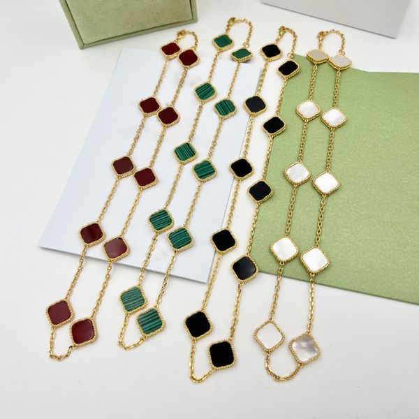 

ethnic van clover necklace four leaf necklaces women gold jewelry chain bracelet earring 10 flower short chain casual cute romantic designer, Silver