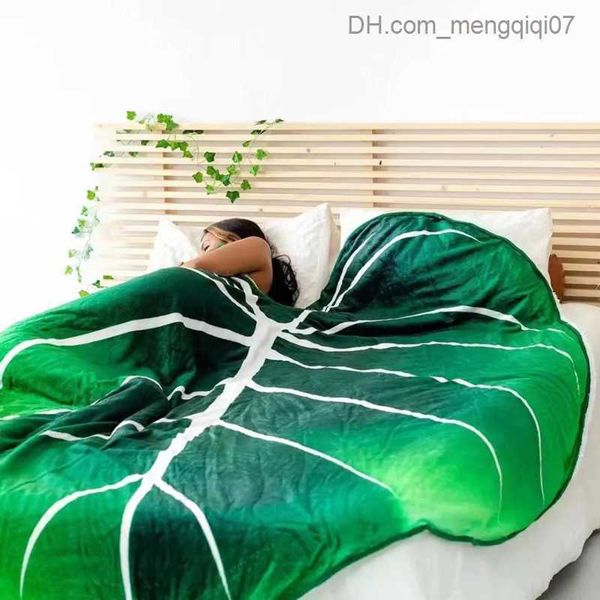 

blankets swaddling big leaf blanket soft leaves polyester glossy leaves bed blanket comfortable beach blanket fun birthday gift manta z23080