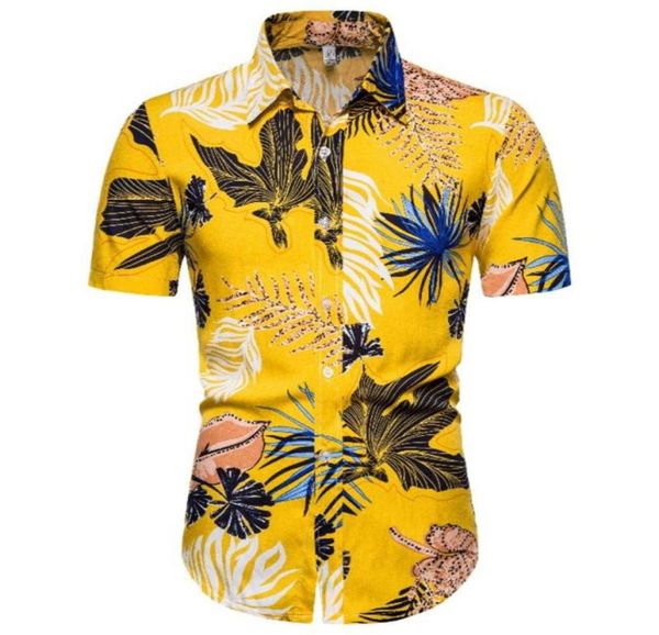 

funny print men shirt casual hip hop streetwear hawaii floral print elegant short sleeve blusa novelty flowers streetwear shirts2557867, White;black